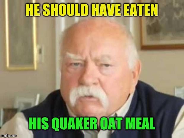 Wilford Brimley | HE SHOULD HAVE EATEN HIS QUAKER OAT MEAL | image tagged in wilford brimley | made w/ Imgflip meme maker