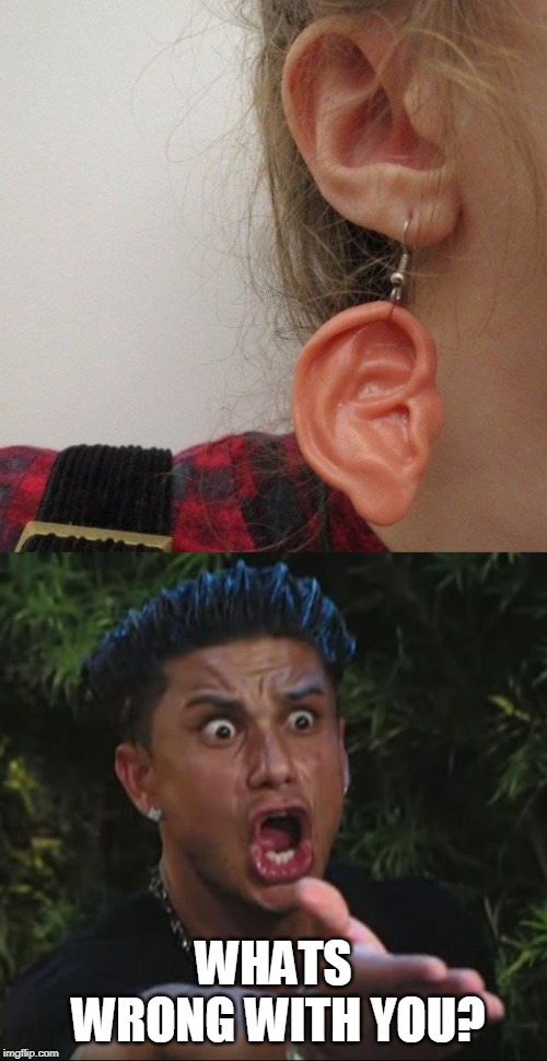 ear ear-ring | WHATS WRONG WITH YOU? | image tagged in memes,dj pauly d,wtf | made w/ Imgflip meme maker