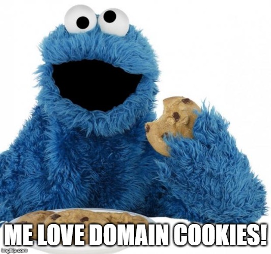Cookie Monster | ME LOVE DOMAIN COOKIES! | image tagged in cookie monster | made w/ Imgflip meme maker