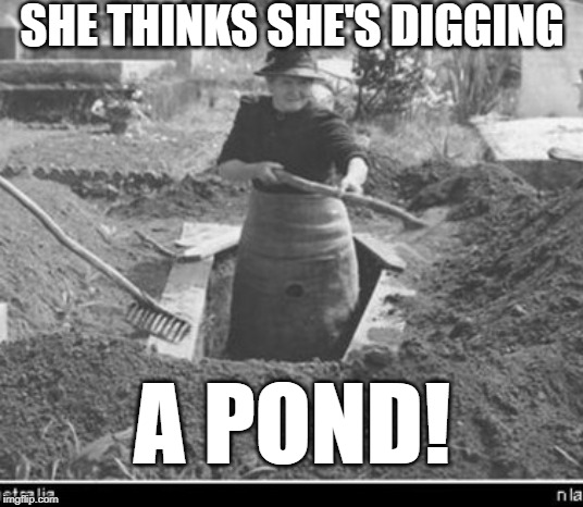 SHE THINKS SHE'S DIGGING A POND! | made w/ Imgflip meme maker