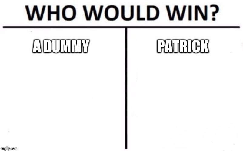 Who Would Win? | A DUMMY; PATRICK | image tagged in memes,who would win | made w/ Imgflip meme maker