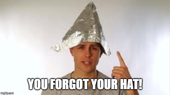 tin hat guy | YOU FORGOT YOUR HAT! | image tagged in tin hat guy | made w/ Imgflip meme maker