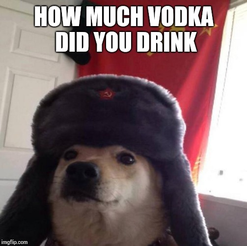 Russian Doge | HOW MUCH VODKA DID YOU DRINK | image tagged in russian doge | made w/ Imgflip meme maker