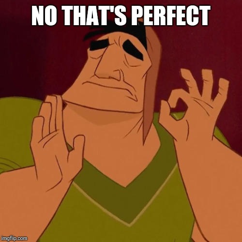When X just right | NO THAT'S PERFECT | image tagged in when x just right | made w/ Imgflip meme maker