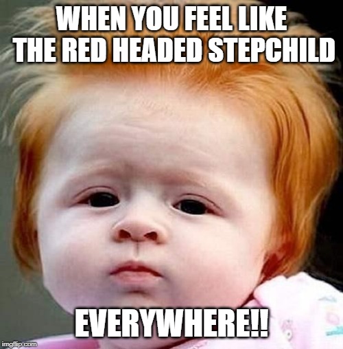 red head  | WHEN YOU FEEL LIKE THE RED HEADED STEPCHILD; EVERYWHERE!! | image tagged in red head | made w/ Imgflip meme maker
