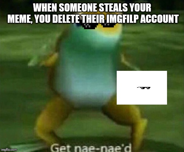 Get nae-nae'd | WHEN SOMEONE STEALS YOUR MEME, YOU DELETE THEIR IMGFILP ACCOUNT | image tagged in get nae-nae'd | made w/ Imgflip meme maker