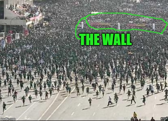 Crowd Rush | THE WALL | image tagged in crowd rush | made w/ Imgflip meme maker