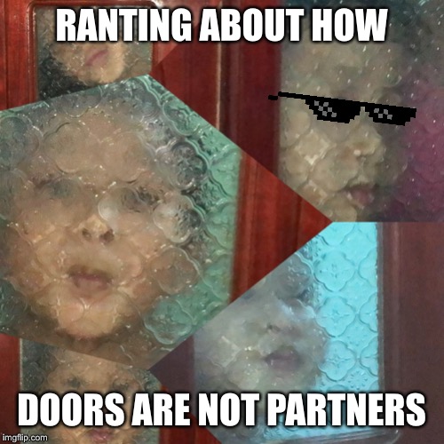 Annoying cousins be like | RANTING ABOUT HOW; DOORS ARE NOT PARTNERS | image tagged in annoying,cousin,annoying cousin,door,weird,wtf | made w/ Imgflip meme maker