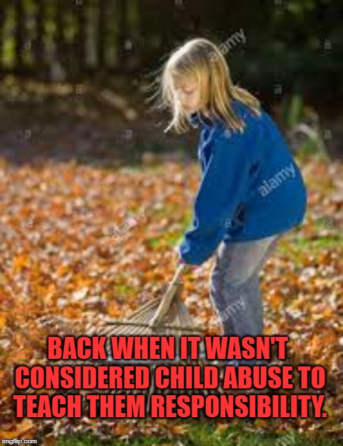 BACK WHEN IT WASN'T CONSIDERED CHILD ABUSE TO TEACH THEM RESPONSIBILITY. | made w/ Imgflip meme maker