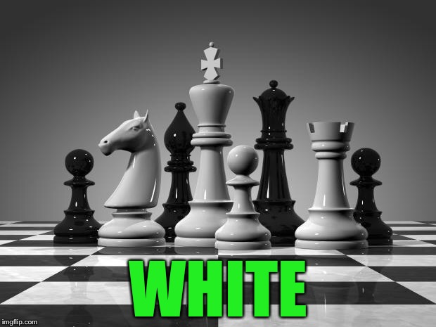 chess pieces | WHITE | image tagged in chess pieces | made w/ Imgflip meme maker