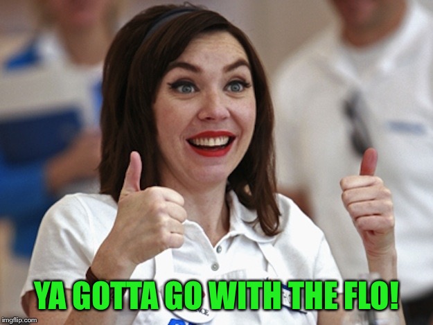 Flo from Progressive | YA GOTTA GO WITH THE FLO! | image tagged in flo from progressive | made w/ Imgflip meme maker