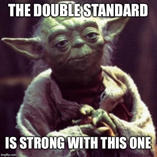 Force is strong | THE DOUBLE STANDARD; IS STRONG WITH THIS ONE | image tagged in force is strong | made w/ Imgflip meme maker
