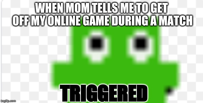 Triggered Frog | WHEN MOM TELLS ME TO GET OFF MY ONLINE GAME DURING A MATCH; TRIGGERED | image tagged in memes,gaming | made w/ Imgflip meme maker