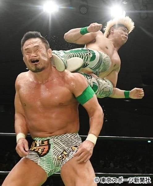 japanese wrestler kicked Blank Meme Template