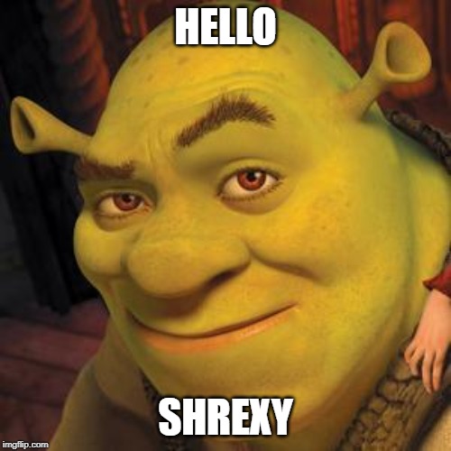 Shrek Sexy Face | HELLO; SHREXY | image tagged in shrek sexy face | made w/ Imgflip meme maker
