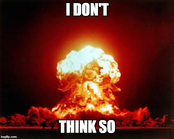 Nuclear Explosion Meme | I DON'T THINK SO | image tagged in memes,nuclear explosion | made w/ Imgflip meme maker