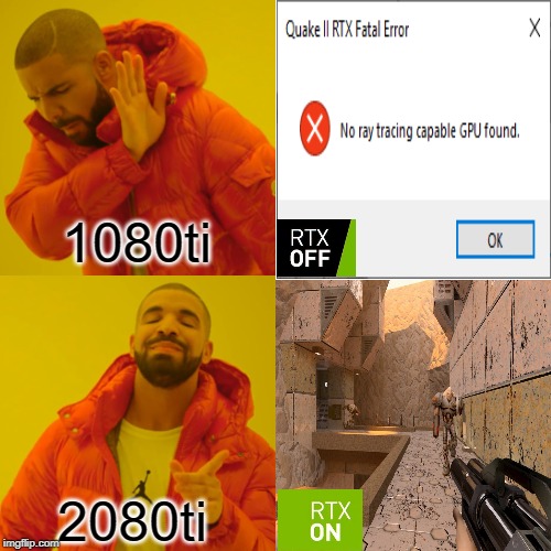 Drake Hotline Bling Meme | 1080ti; 2080ti | image tagged in memes,drake hotline bling | made w/ Imgflip meme maker