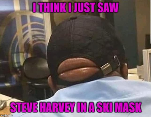 Damn...just damn... | I THINK I JUST SAW; STEVE HARVEY IN A SKI MASK | image tagged in steve harvey,memes,ski mask,funny,robber,damn | made w/ Imgflip meme maker