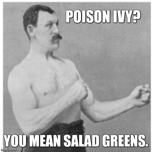 Overly Manly Man Meme | POISON IVY? YOU MEAN SALAD GREENS. | image tagged in memes,overly manly man | made w/ Imgflip meme maker
