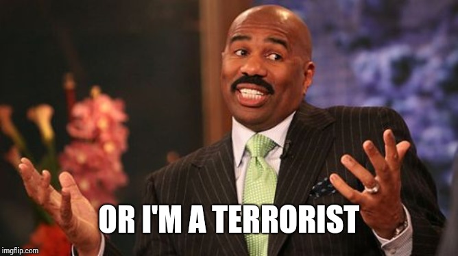 Steve Harvey Meme | OR I'M A TERRORIST | image tagged in memes,steve harvey | made w/ Imgflip meme maker