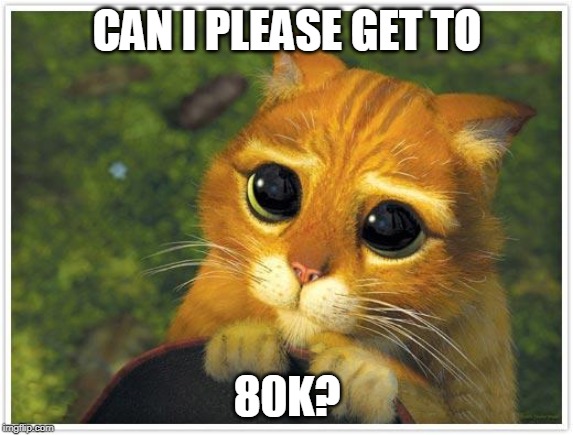 So close to 80K points! Thanks y'all! | CAN I PLEASE GET TO; 80K? | image tagged in memes,shrek cat | made w/ Imgflip meme maker