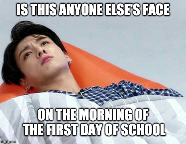 IS THIS ANYONE ELSE'S FACE; ON THE MORNING OF THE FIRST DAY OF SCHOOL | made w/ Imgflip meme maker