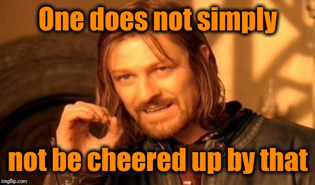 One Does Not Simply Meme | One does not simply not be cheered up by that | image tagged in memes,one does not simply | made w/ Imgflip meme maker