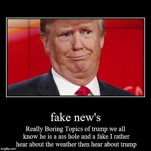 fake new's | image tagged in funny,demotivationals,meme,memes,fake news,donald trump | made w/ Imgflip demotivational maker