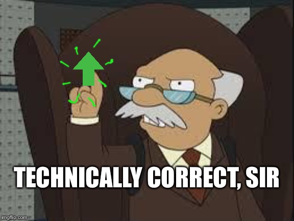 Technically Correct | TECHNICALLY CORRECT, SIR | image tagged in technically correct | made w/ Imgflip meme maker