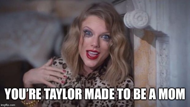 Taylor swift crazy | YOU’RE TAYLOR MADE TO BE A MOM | image tagged in taylor swift crazy | made w/ Imgflip meme maker