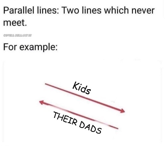 parallel lines that will never meet kids their dad Blank Meme Template