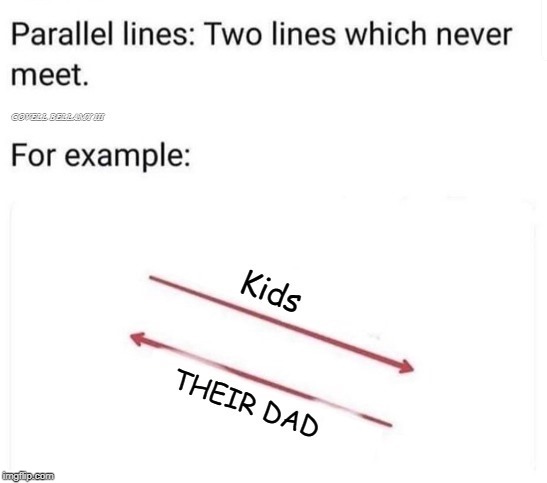 parallel lines that will never meet kids their dad | image tagged in parallel lines that will never meet kids their dad | made w/ Imgflip meme maker