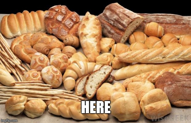 bread | HERE | image tagged in bread | made w/ Imgflip meme maker
