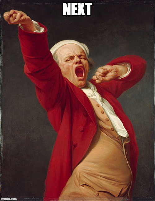 Joseph Ducreux Yawning | NEXT | image tagged in joseph ducreux yawning | made w/ Imgflip meme maker