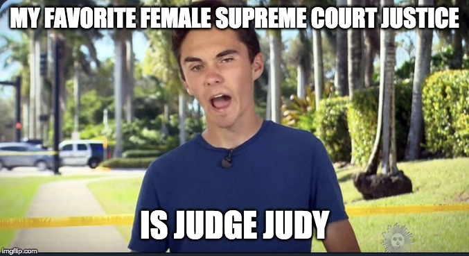 David Hogg | MY FAVORITE FEMALE SUPREME COURT JUSTICE; IS JUDGE JUDY | image tagged in david hogg | made w/ Imgflip meme maker