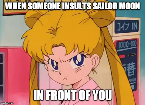 sailor moon | WHEN SOMEONE INSULTS SAILOR MOON; IN FRONT OF YOU | image tagged in sailor moon | made w/ Imgflip meme maker