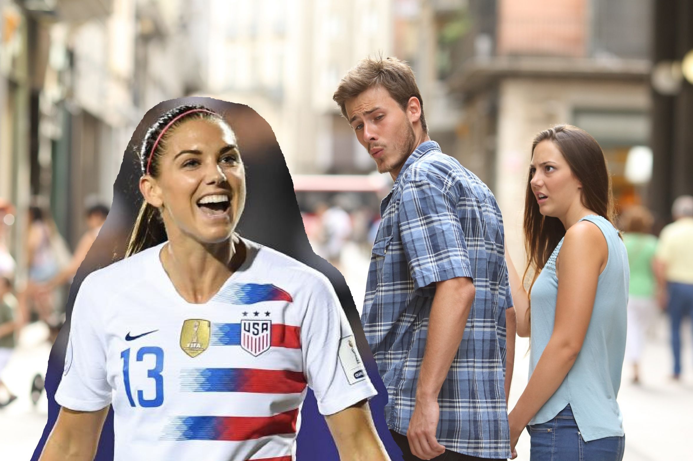 High Quality Distracted Boyfriend US Women's Soccer Edition Blank Meme Template