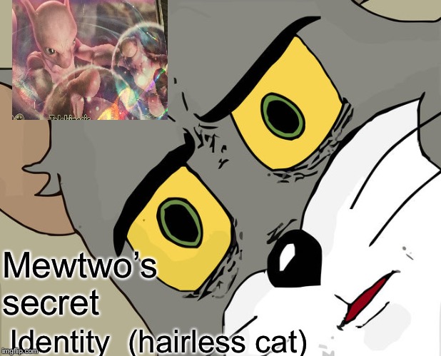 Unsettled Tom Meme | Mewtwo’s secret; Identity  (hairless cat) | image tagged in memes,pokemon | made w/ Imgflip meme maker