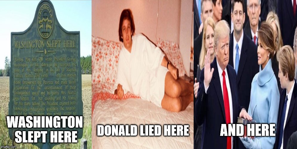 Washington Slept Here | DONALD LIED HERE; WASHINGTON SLEPT HERE; AND HERE | image tagged in trump,washington,memorials | made w/ Imgflip meme maker