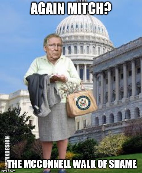 Mitch McConnell walk of shame | AGAIN MITCH? THE MCCONNELL WALK OF SHAME | made w/ Imgflip meme maker