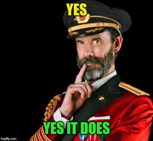 captain obvious | YES YES IT DOES | image tagged in captain obvious | made w/ Imgflip meme maker