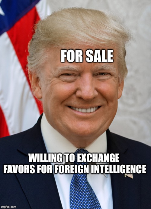 For Sale | FOR SALE; WILLING TO EXCHANGE FAVORS FOR FOREIGN INTELLIGENCE | image tagged in for sale | made w/ Imgflip meme maker