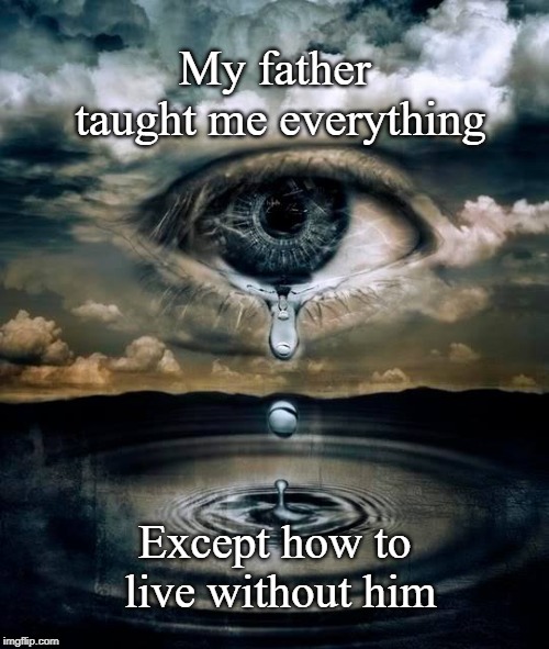 tears | My father taught me everything; Except how to live without him | image tagged in tears | made w/ Imgflip meme maker