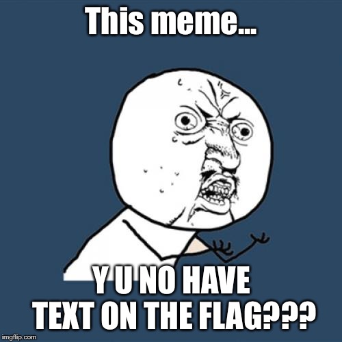 Y U No Meme | This meme... Y U NO HAVE TEXT ON THE FLAG??? | image tagged in memes,y u no | made w/ Imgflip meme maker