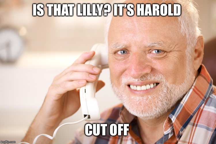 hide the pain harold phone | IS THAT LILLY? IT’S HAROLD CUT OFF | image tagged in hide the pain harold phone | made w/ Imgflip meme maker