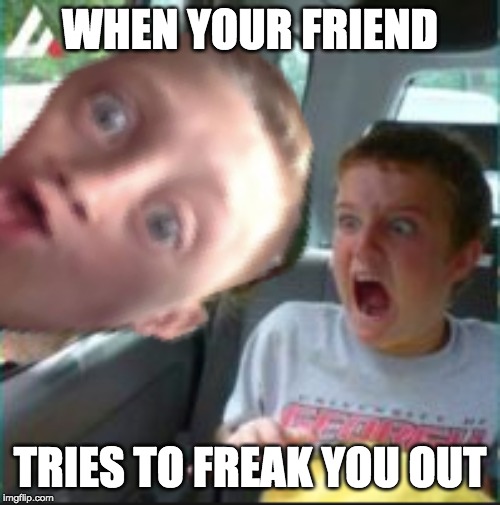 WHEN YOUR FRIEND; TRIES TO FREAK YOU OUT | image tagged in funny | made w/ Imgflip meme maker