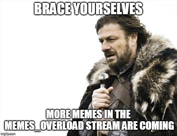 Brace Yourselves X is Coming | BRACE YOURSELVES; MORE MEMES IN THE MEMES_OVERLOAD STREAM ARE COMING | image tagged in memes,brace yourselves x is coming | made w/ Imgflip meme maker