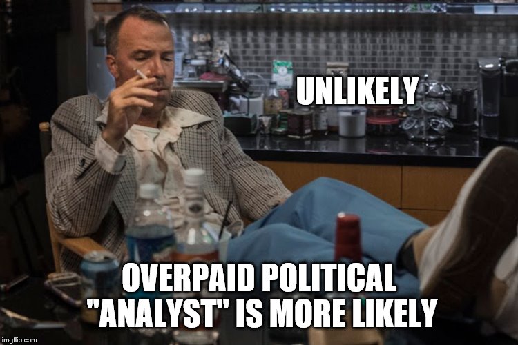 UNLIKELY OVERPAID POLITICAL "ANALYST" IS MORE LIKELY | made w/ Imgflip meme maker