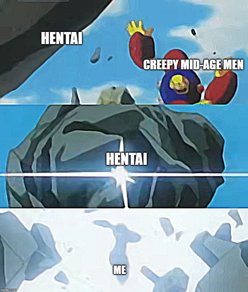 delet rock |  HENTAI; CREEPY MID-AGE MEN; HENTAI; ME | image tagged in funny,mega man,delet this,he protec | made w/ Imgflip meme maker