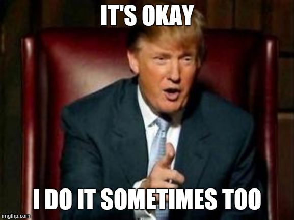 Donald Trump | IT'S OKAY I DO IT SOMETIMES TOO | image tagged in donald trump | made w/ Imgflip meme maker